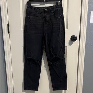 American Eagle Outfitters Distressed Black Straight Leg Jeans